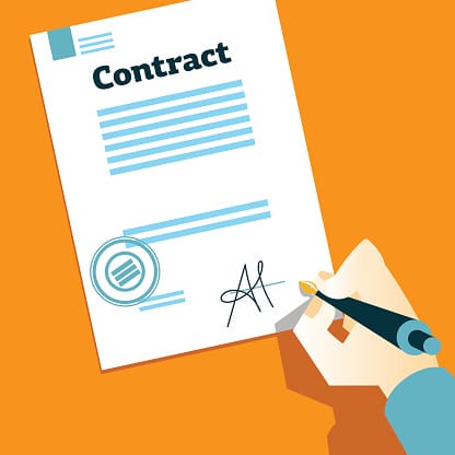 Hand signs contract