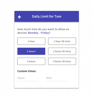 Preset options for the Daily Limit, or a section to enter your own custom time