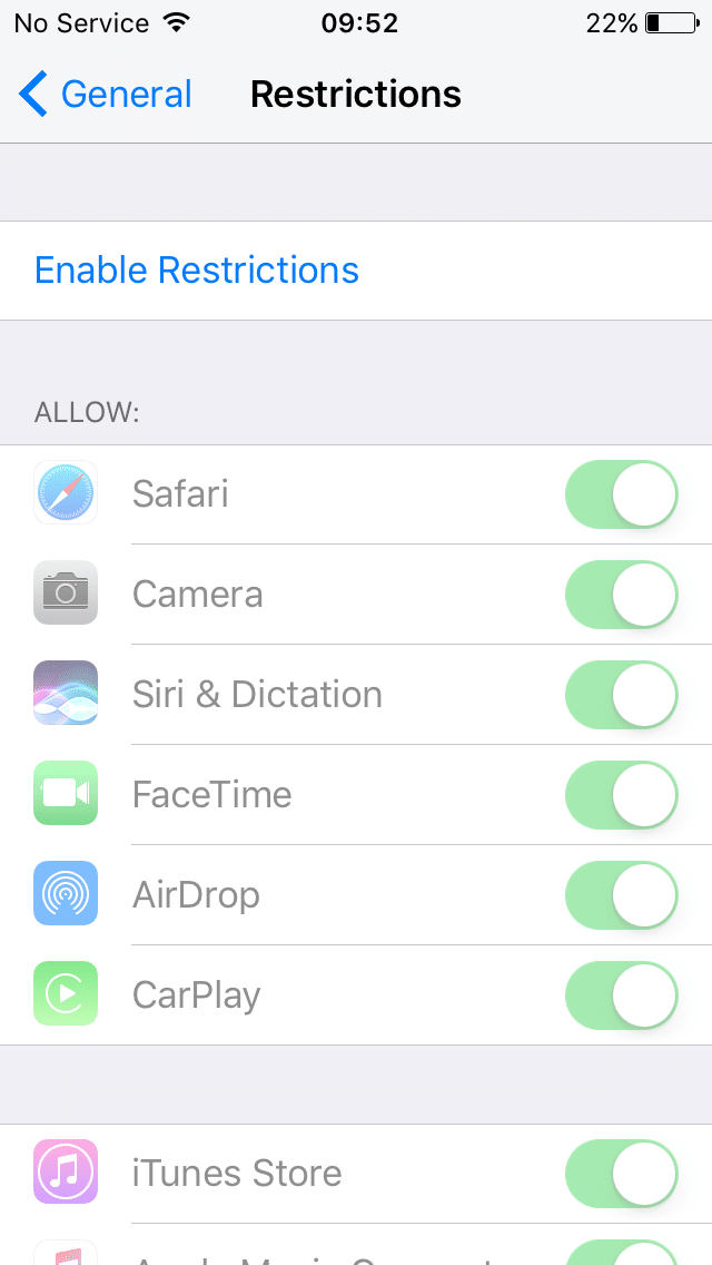 What restrictions should I enable to help Screen Time?