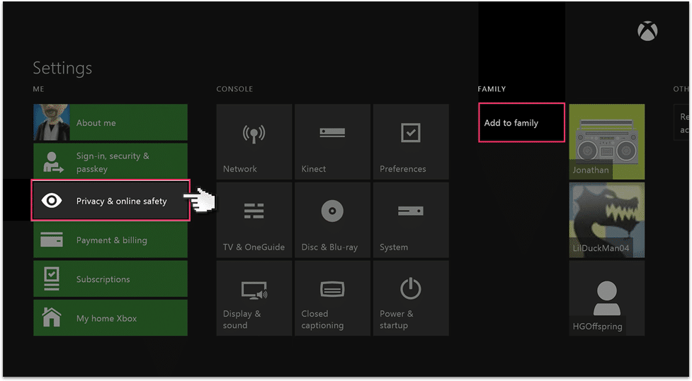 Xbox One Parental Controls