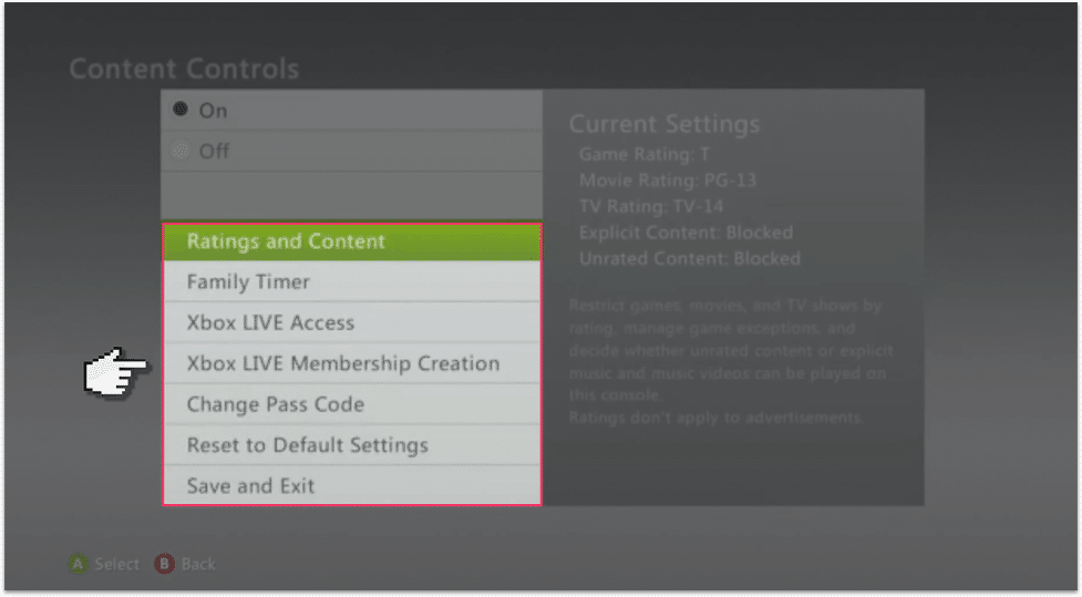 Xbox 360 Parental Controls