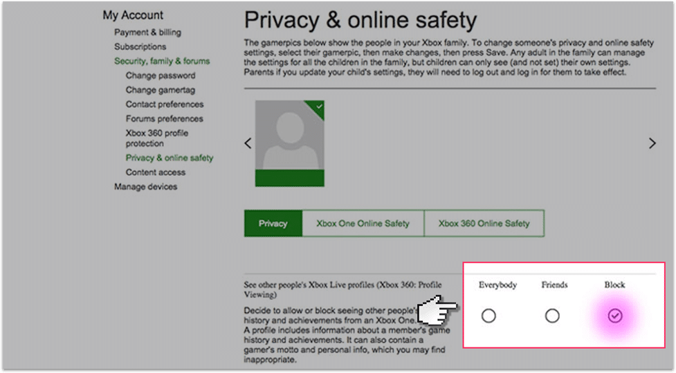 xbox live parental controls pc