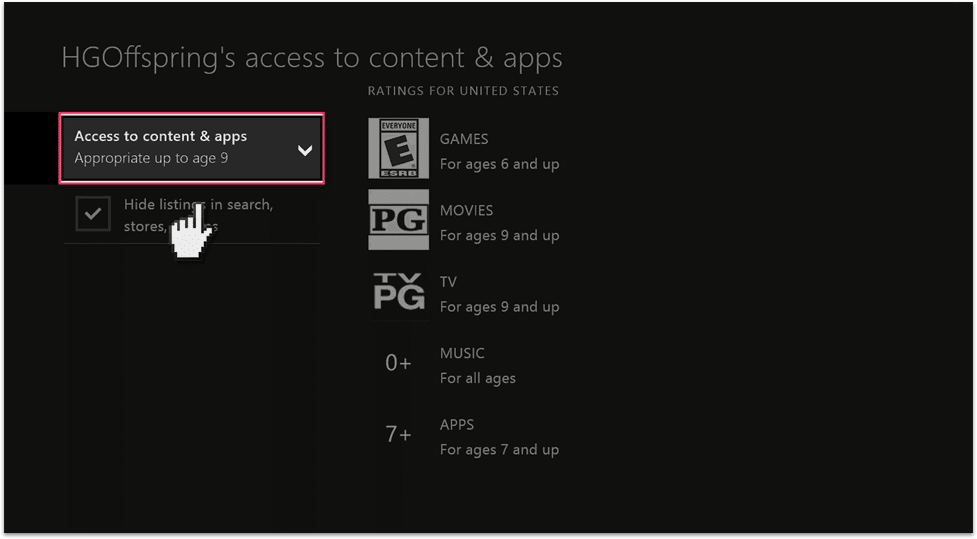 how to remove parental control on xbox one